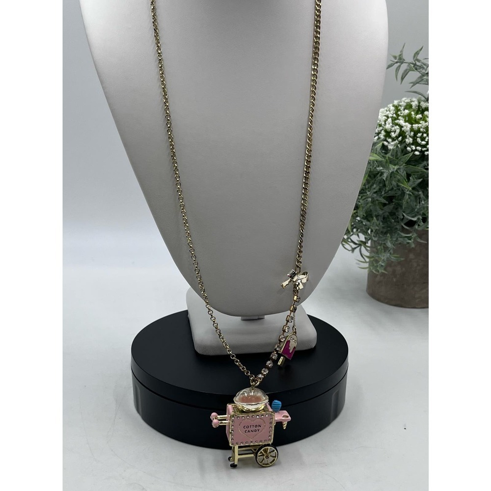 Vintage Betsey Johnson Cotton Candy Machine Popsicle Sweet Charm Chain‎ Necklace